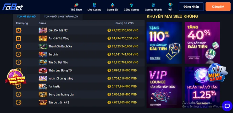 Thưởng nạp tiền hàng ngày vin7771